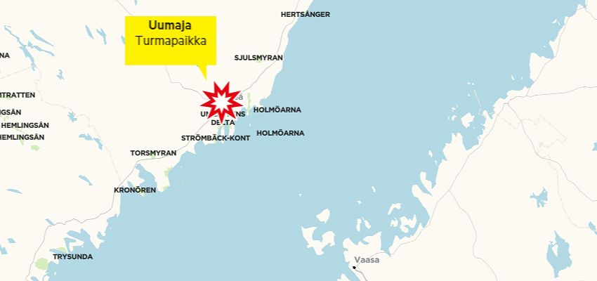 Lento-onnettomuus sattui Uumajan lähellä Ruotsissa sunnuntaina.