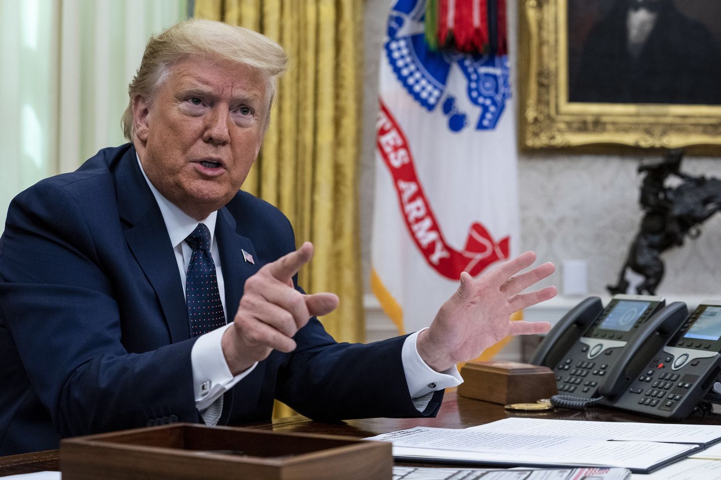 Donald Trump piti lehdistötilaisuuden Valkoisessa talossa myöhään illalla Suomen aikaa.