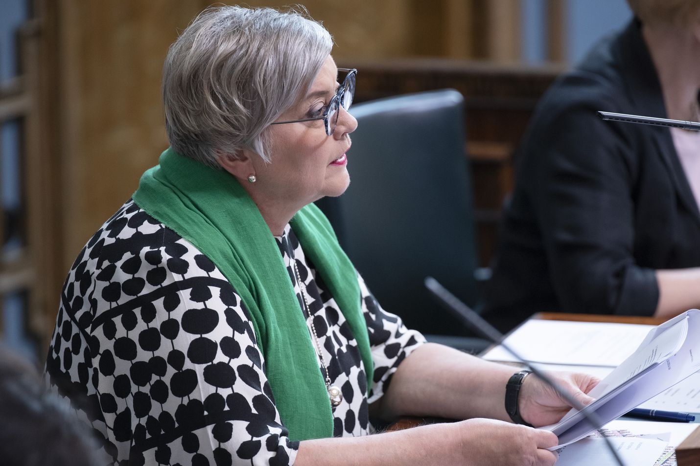 Eduskunnan tuore puhemies Anu Vehviläinen (kesk.) piti äänestyksen jälkeen tiedotustilaisuuden, jossa hän totesi tapaus Mäenpään olevan loppuun käsitelty.