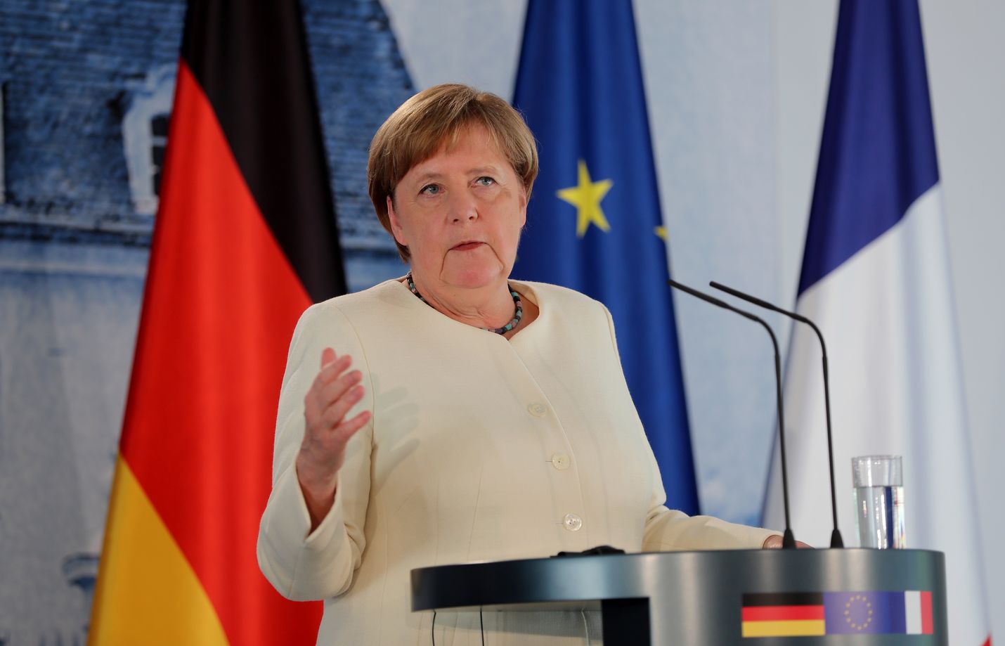 Saksan EU-puheenjohtajuuskausi alkaa keskiviikkona 1. heinäkuuta. Kuvassa Saksan liittokansleri Angela Merkel lehdistötilaisuudessa 29.6.
