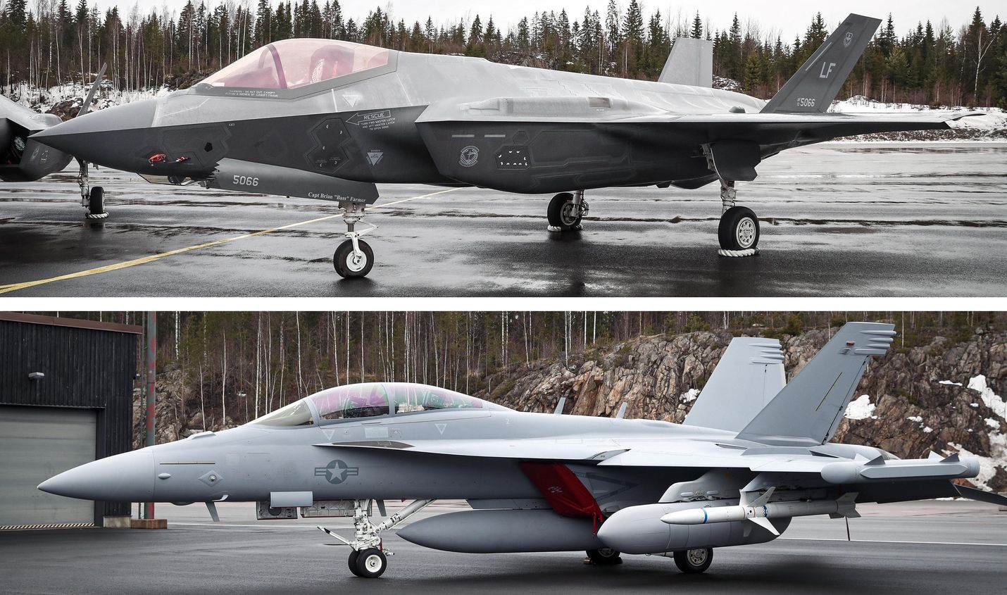 F-35:n (yllä) ja Super Hornetin (alla) vientiluvat julkaistiin Yhdysvaltain kongressille esiteltäviksi.