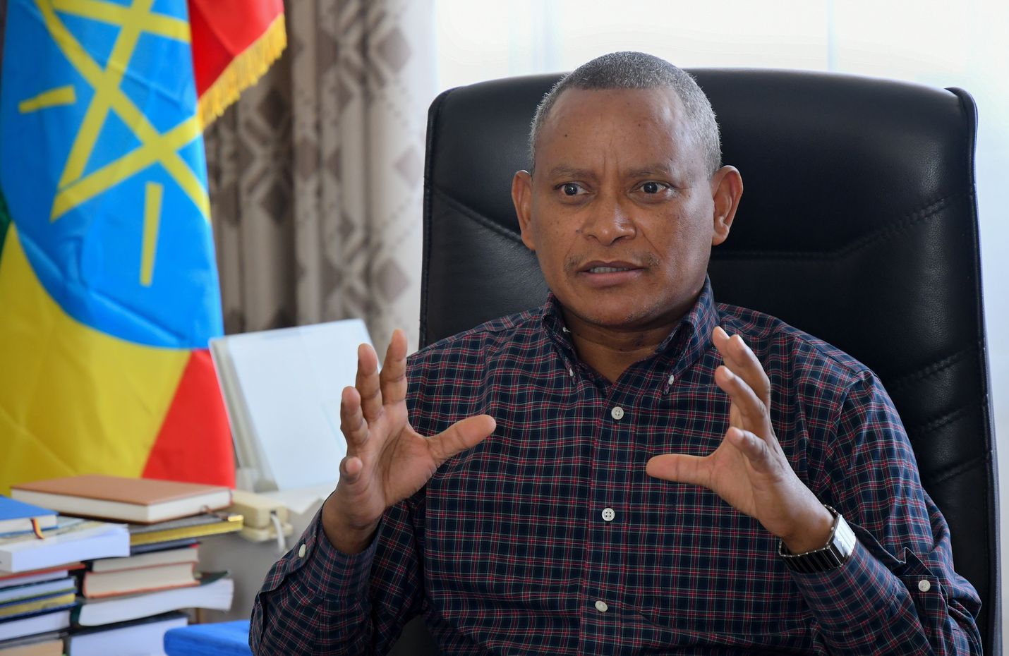 Tigrayn kansan vapautusrintamaa TPLF:ää johtaa Debretsion Gebremichael. Kuva on vuodelta 2019.