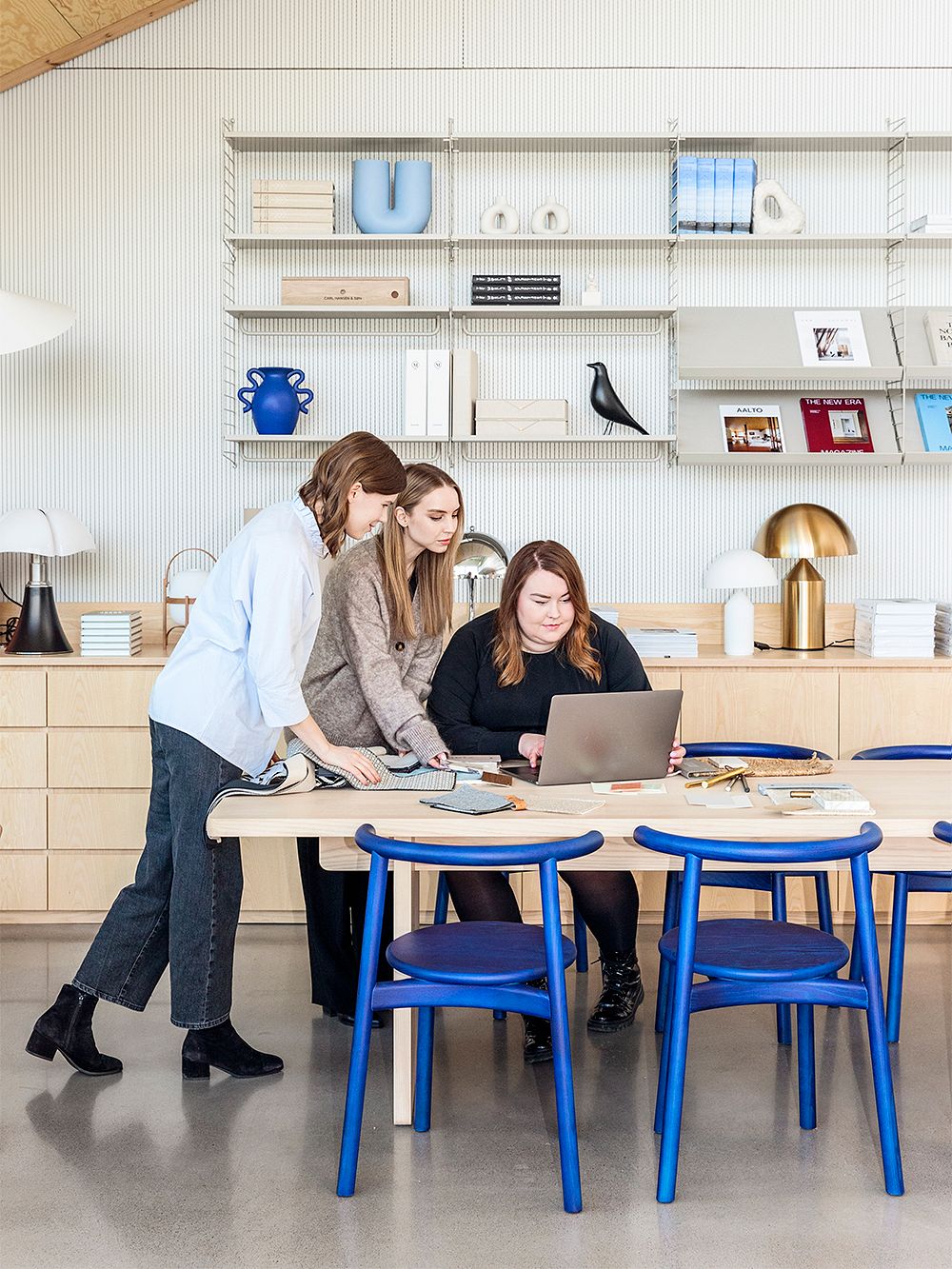 An image of Finnish Design Shop's interior design service team at Finnish Design Shop's showroom.
