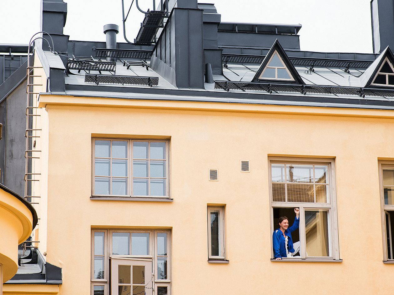 An image of Pete Rahikainen's colorful home in Katajanokka, Helsinki.