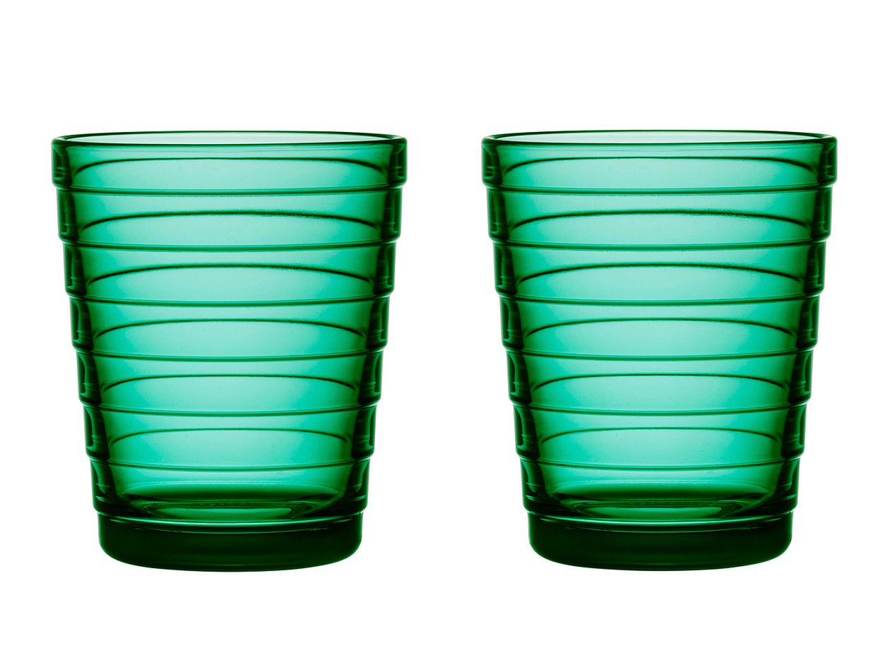 Iittala Aino Aalto juomalasi 22 cl, 2 kpl, smaragdinvihreä