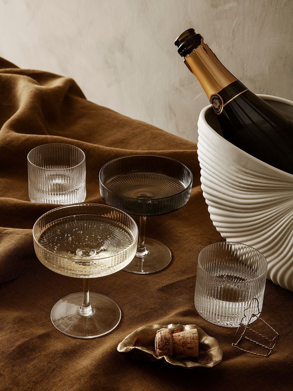 ferm LIVING  Ripple samppanjalasi, 2 kpl, kirkas