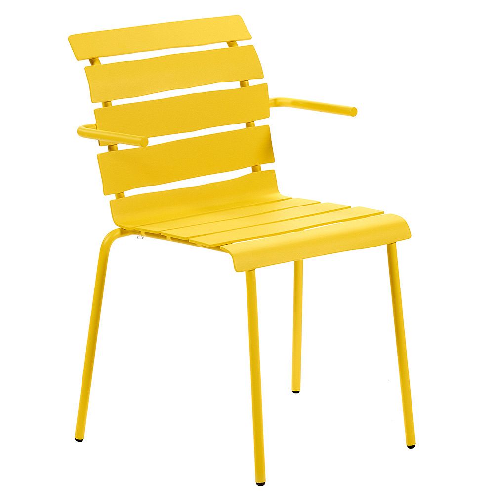 Keltainen Aligned-tuoli käsinojilla