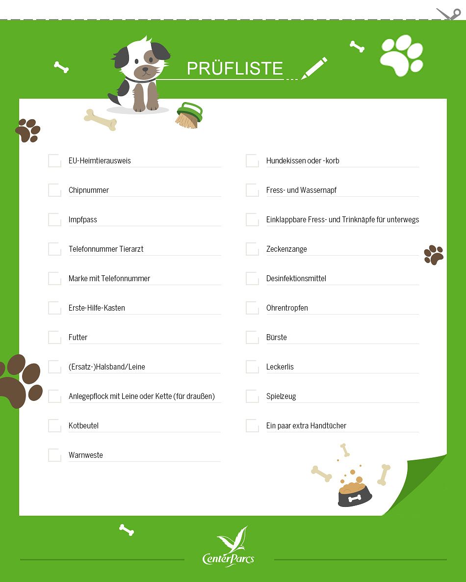 Prüfliste für den Urlaub mit Hund