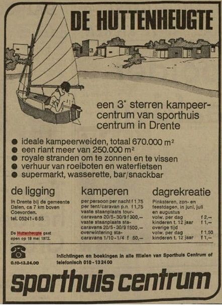 Eine Zeitungsanzeige aus dem April 1972, zur Eröffnung von De Huttenheugte