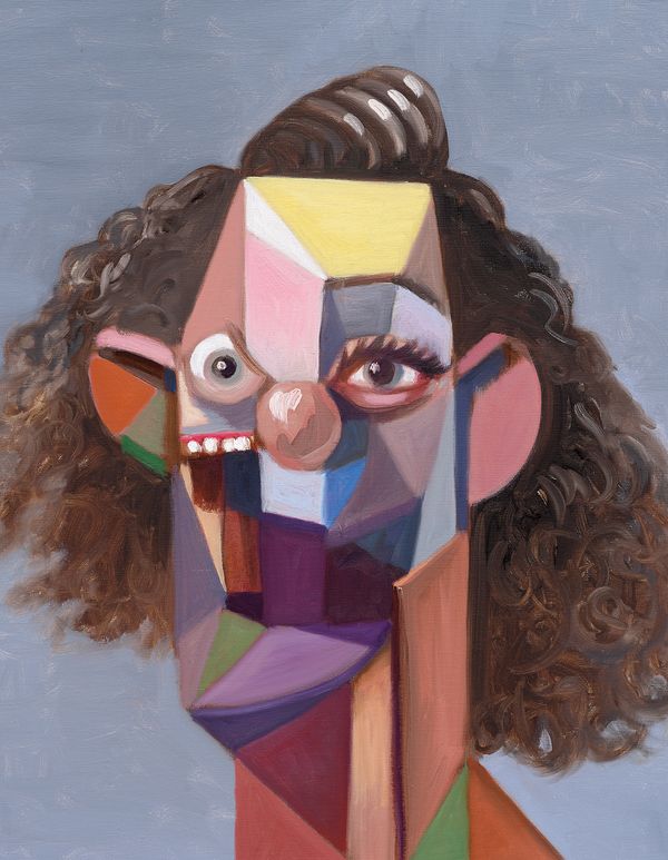 In a painting once photographed by Mario Testino for 'Vogue', George Condo taps into the canon of female portraiture and gleefully undermines it, both referencing and mocking Picasso's classic Cubism.
