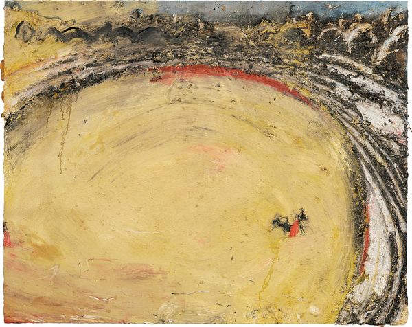 Executed after a revelatory trip to Africa, Miquel Barceló's violently impastoed 'Muletero', 1990 is one of the artist's most celebrated bullfight scenes.
