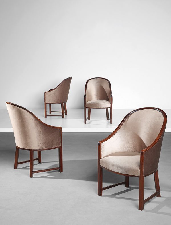 Pierre Chareau Set of four "Gondole" armchairs, model no. MF 11, circa 1922