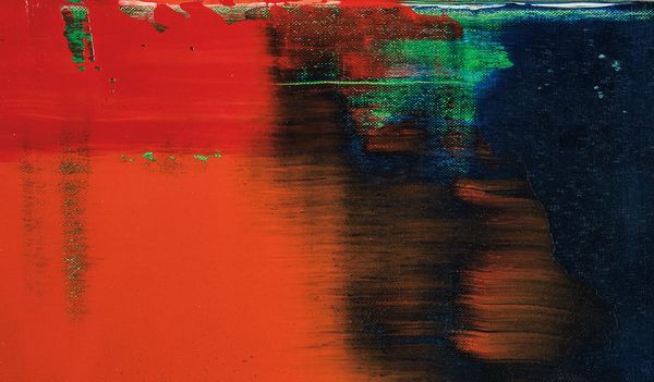 In collaboration with a Zurich-based magazine, Gerhard Richter squeegeed red and blue paint over a surprising acidic green undercoat.