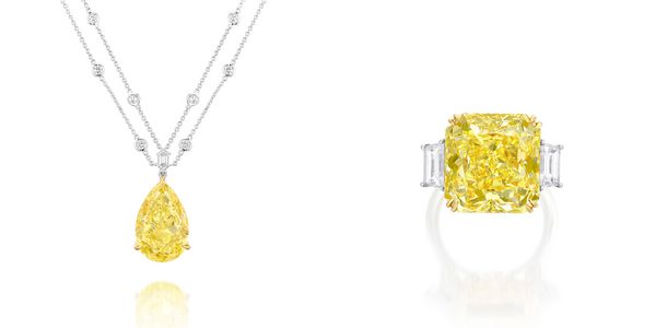 Fancy Vivid Yellow Diamond Ring and Necklace