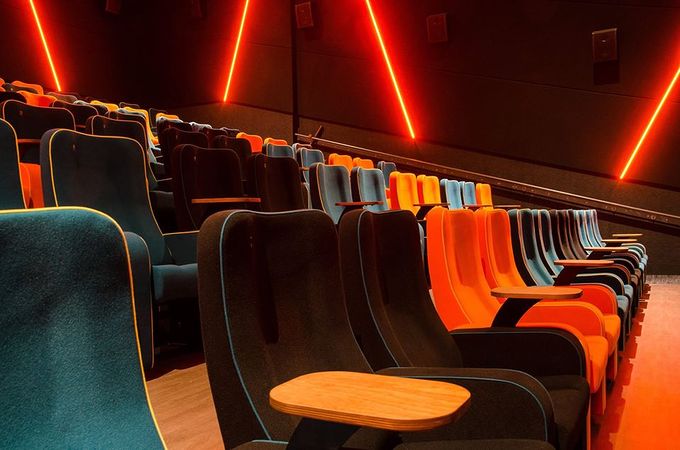 The Light Cinema Multicoloured seating, located in Sheffield City Centre