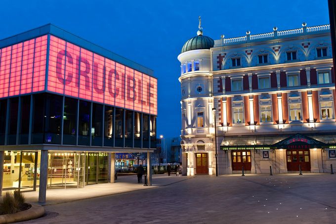 Shot of the crucible theatre and lyceum theatre in sheffield city centre